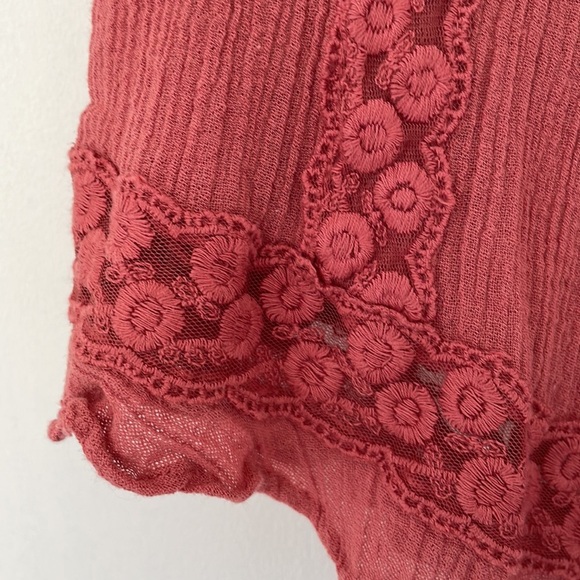 FREE PEOPLE romper size M orange sleeveless ruffles shorts bodysuit - Picture 3 of 4